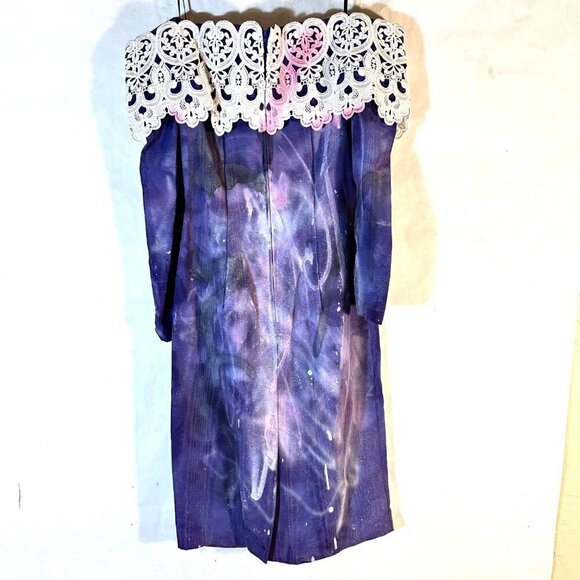 Jessica McClintock "Emily in Paris" Purple Lace Size 5  Gothic Prom Dress drip - Picture 7 of 7
